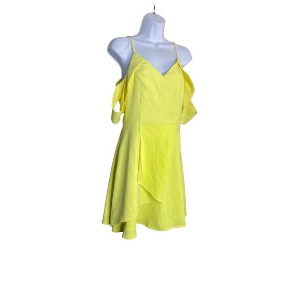 Adelyn Rae Womens Yvone Yellow Fit and Flare Cold Shoulder Dress‎ Size Small - Picture 3 of 9